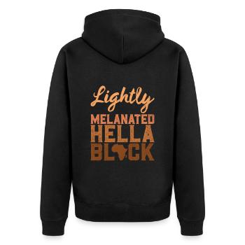 Noir Couleur de peau foncée 100% mélanine Afrique - Veste à capuche bio Premium Unisexe - noir - Dos - Nico (187cm)