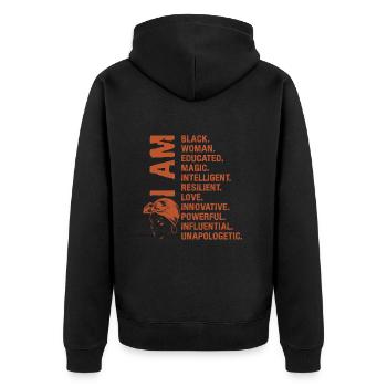 Je suis Noir Histoire Femme noire Femme africaine - Veste à capuche bio Premium Unisexe - noir - Dos - Nico (187cm)