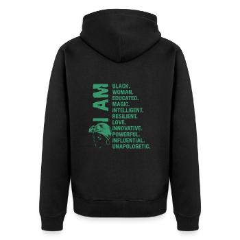 Je suis Noir Histoire Femme noire Femme africaine - Veste à capuche bio Premium Unisexe - noir - Dos - Nico (187cm)