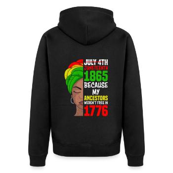 Celebrate Juneteenth Amerika Afrikanische Frau - Unisex Premium Bio Zip Hoodie - Schwarz - Hinten - Nico (187cm)
