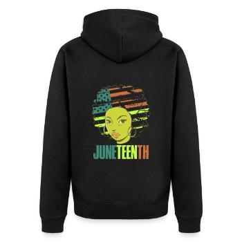 Célébrez Juneteenth USA Amérique Femme africaine - Veste à capuche bio Premium Unisexe - noir - Dos - Nico (187cm)