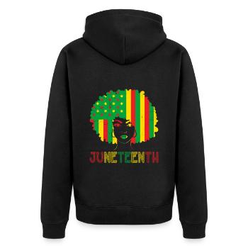 Juneteenth Independence America African Woman - Veste à capuche bio Premium Unisexe - noir - Dos - Nico (187cm)