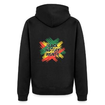 Black History Month USA Afro Amerika Afrika - Unisex Premium Bio Zip Hoodie - Schwarz - Hinten - Nico (187cm)