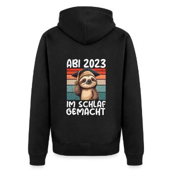 Abitur 2023 im Schlaf gemacht Abiturienten - Unisex Premium Bio Zip Hoodie - Schwarz - Hinten - Nico (187cm)
