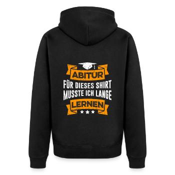 Abi 2023 musste lange lernen Abitur 2023 - Unisex Premium Bio Zip Hoodie - Schwarz - Hinten - Nico (187cm)