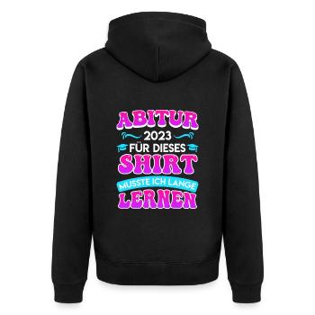 Abitur 2023 musste lange lernen ABi 2023 - Unisex Premium Bio Zip Hoodie - Schwarz - Hinten - Nico (187cm)