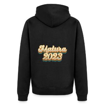 Matura 2023 Maturaball Matura Abschluss - Unisex Premium Bio Zip Hoodie - Schwarz - Hinten - Nico (187cm)