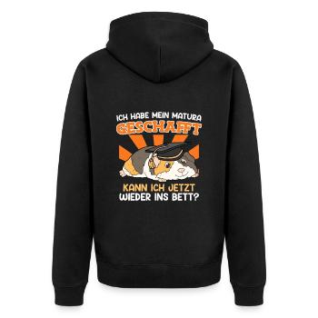 Maturant 2023 kann ich wieder ins Bett? - Unisex Premium Bio Zip Hoodie - Schwarz - Hinten - Nico (187cm)