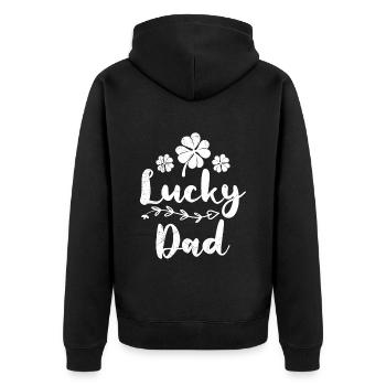 Lucky Dad Irish St Patrick’s Day Papa - Veste à capuche bio Premium Unisexe - noir - Dos - Nico (187cm)