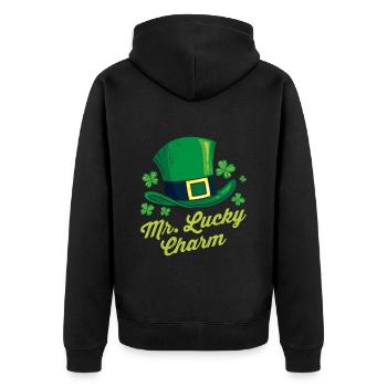 Mr Lucky Charm Irlandais St Patrick - Veste à capuche bio Premium Unisexe - noir - Dos - Nico (187cm)
