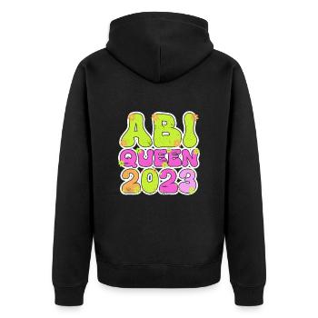 Abi Queen 2023 Abiturientin - Unisex Premium Bio Zip Hoodie - Schwarz - Hinten - Nico (187cm)
