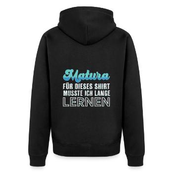 Matura 2023 musste lange lernen Maturanten 2023 - Unisex Premium Bio Zip Hoodie - Schwarz - Hinten - Nico (187cm)
