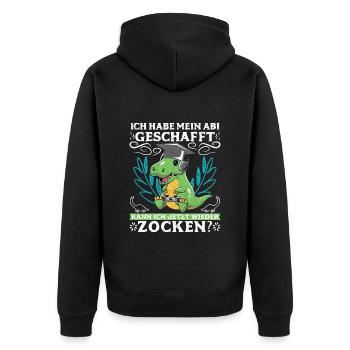 Abi 2023 geschafft kann ich wieder zocken? Abitur - Unisex Premium Bio Zip Hoodie - Schwarz - Hinten - Nico (187cm)