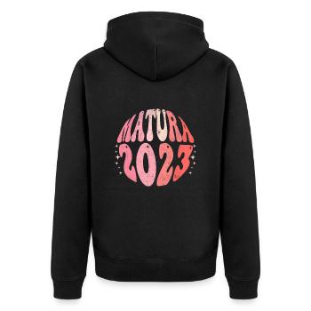 Matura 2023 Level complete Matura - Unisex Premium Bio Zip Hoodie - Schwarz - Hinten - Nico (187cm)