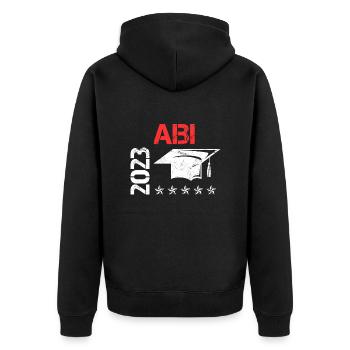 Abitur 2023 geschafft Abi Abiturient - Unisex Premium Bio Zip Hoodie - Schwarz - Hinten - Nico (187cm)