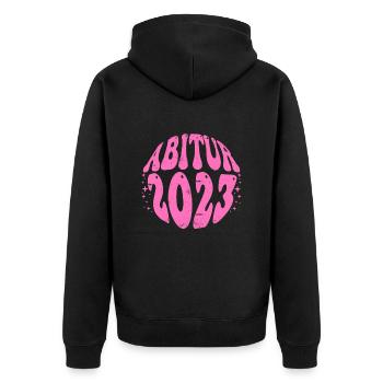Abi 2023 Abitur Abiturienten - Unisex Premium Bio Zip Hoodie - Schwarz - Hinten - Nico (187cm)