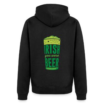 Irish you were Beer Irland St. Patrick’s Day - Unisex Premium Bio Zip Hoodie - Schwarz - Hinten - Nico (187cm)