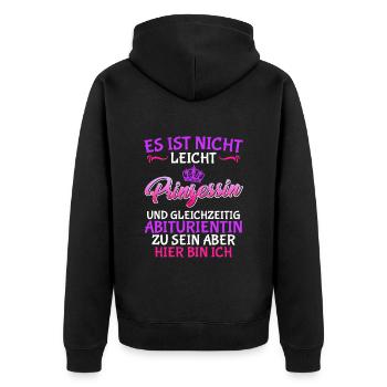 Prinzessin und Abiturientin Abitur 2023 - Unisex Premium Bio Zip Hoodie - Schwarz - Hinten - Nico (187cm)