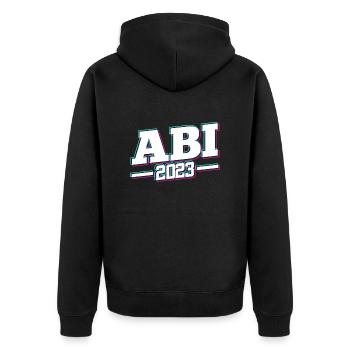 Abi 2023 Abitur Abiturienten - Unisex Premium Bio Zip Hoodie - Schwarz - Hinten - Nico (187cm)