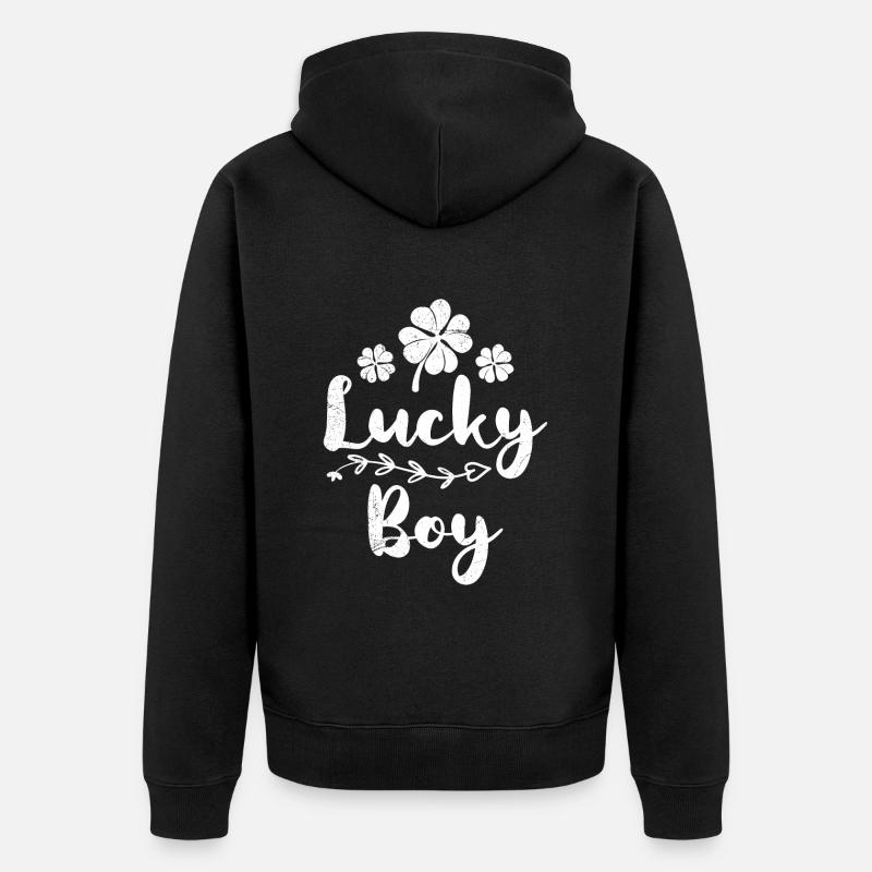 Lucky Boy Irlandais Saint-Patrick - Veste à capuche bio Premium Unisexe - noir