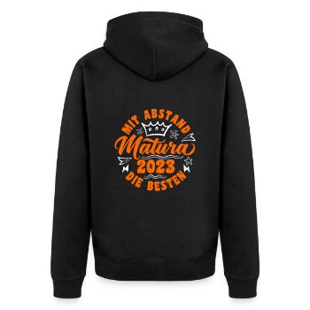 Mit Abstand die Besten Matura 2023 Maturant - Unisex Premium Bio Zip Hoodie - Schwarz - Hinten - Nico (187cm)