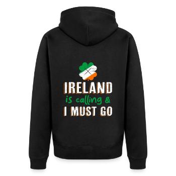 Ireland is calling - I have to go Ireland St Patrick's Day - Unisex Premium Organic Zip Hoodie - black - Back - Nico (187cm)