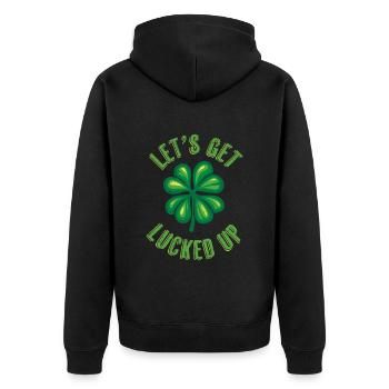Let's get Lucked up Irland St Patrick's Day - Unisex Premium Bio Zip Hoodie - Schwarz - Hinten - Nico (187cm)