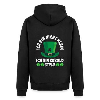 Nicht klein Kobold Größe St Patrick’s Day - Unisex Premium Bio Zip Hoodie - Schwarz - Hinten - Nico (187cm)