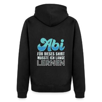 Abi 2023 musste lange lernen Abitur 2023 - Unisex Premium Bio Zip Hoodie - Schwarz - Hinten - Nico (187cm)
