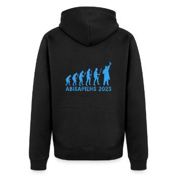 Abitur 2023 Abisapiens Abiturienten - Unisex Premium Bio Zip Hoodie - Schwarz - Hinten - Nico (187cm)