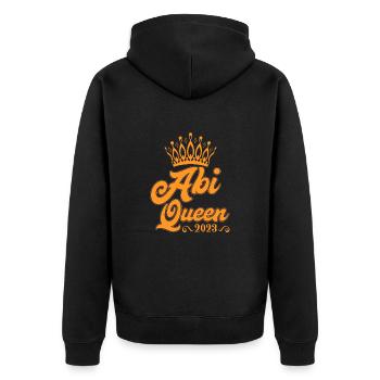 Abi 2023 Abiturienten Queen Abiturientin - Unisex Premium Bio Zip Hoodie - Schwarz - Hinten - Nico (187cm)