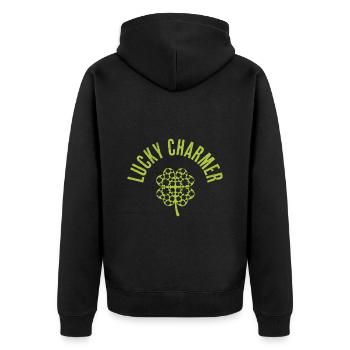 Glücksbringer St Patrick's Day Irland - Unisex Premium Bio Zip Hoodie - Schwarz - Hinten - Nico (187cm)