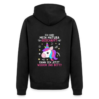 Maturant 2023 kann ich wieder ins Bett? - Unisex Premium Bio Zip Hoodie - Schwarz - Hinten - Nico (187cm)