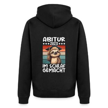 Abitur 2023 im Schlaf gemacht Abiturienten - Unisex Premium Bio Zip Hoodie - Schwarz - Hinten - Nico (187cm)