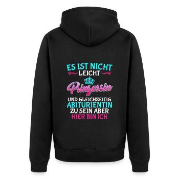 Abi 2023 Abitur ich habe fertig Abiturienten - Unisex Premium Bio Zip Hoodie - Schwarz - Hinten - Nico (187cm)
