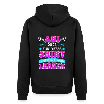 Abitur 2023 musste lange lernen ABi 2023 - Unisex Premium Bio Zip Hoodie - Schwarz - Hinten - Nico (187cm)