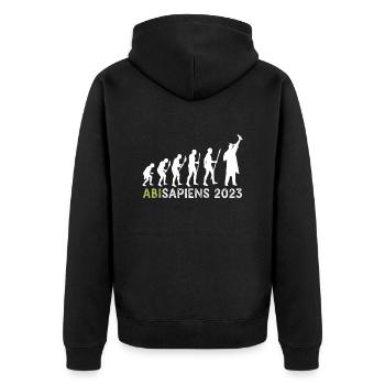 Abitur 2023 Abisapiens Abiturienten - Unisex Premium Bio Zip Hoodie - Schwarz - Hinten - Nico (187cm)