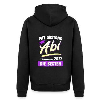 Mit Abstand die Besten Abitur 2023 Abiturientin - Unisex Premium Bio Zip Hoodie - Schwarz - Hinten - Nico (187cm)