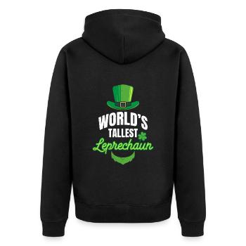 World Largest Leprechaun Irish St Patrick's Day - Unisex Premium Organic Zip Hoodie - black - Back - Nico (187cm)