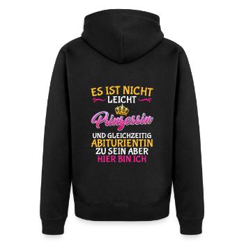 Prinzessin und Abiturientin Abitur 2023 - Unisex Premium Bio Zip Hoodie - Schwarz - Hinten - Nico (187cm)