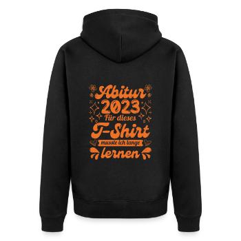 Abitur 2023 musste lange lernen Abitur - Unisex Premium Bio Zip Hoodie - Schwarz - Hinten - Nico (187cm)