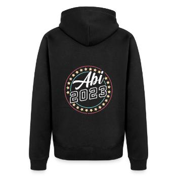 Abi 2023 Abitur Abiturient Schulabschluss - Unisex Premium Bio Zip Hoodie - Schwarz - Hinten - Nico (187cm)