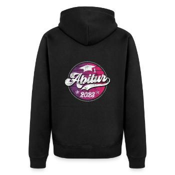 Abitur 2023 geschafft Abi Abiturient - Unisex Premium Bio Zip Hoodie - Schwarz - Hinten - Nico (187cm)