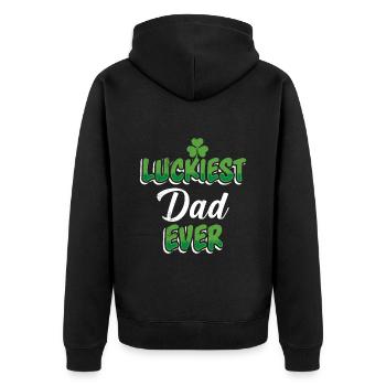La Saint-Patrick dit le père le plus chanceux de tous les temps - Veste à capuche bio Premium Unisexe - noir - Dos - Nico (187cm)