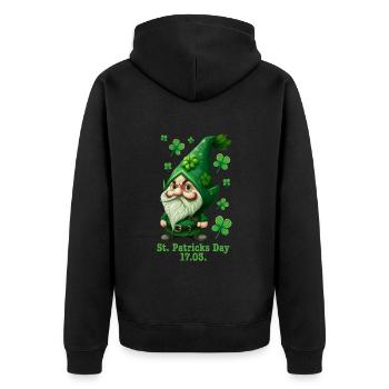 St Patrick's Day Irland Leprechaun - Unisex Premium Bio Zip Hoodie - Schwarz - Hinten - Nico (187cm)