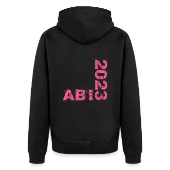 Abi 2023 Abitur - Unisex Premium Bio Zip Hoodie - Schwarz - Hinten - Nico (187cm)