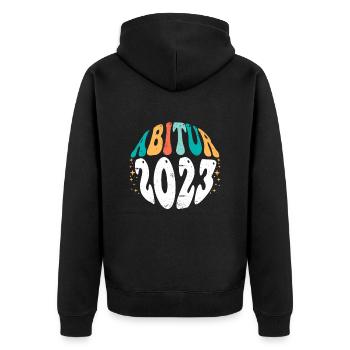 Abi 2023 Abitur Abiturienten - Unisex Premium Bio Zip Hoodie - Schwarz - Hinten - Nico (187cm)