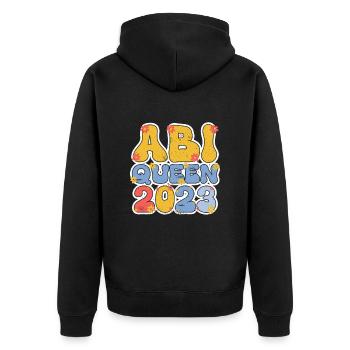 Abi Queen 2023 Abiturientin - Unisex Premium Bio Zip Hoodie - Schwarz - Hinten - Nico (187cm)