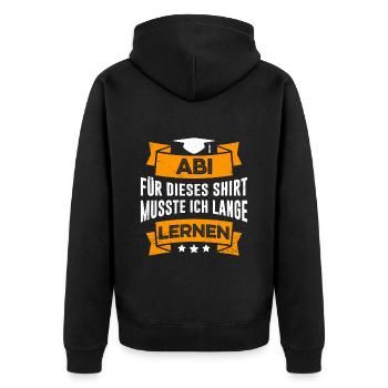 Abi 2023 musste lange lernen Abitur 2023 - Unisex Premium Bio Zip Hoodie - Schwarz - Hinten - Nico (187cm)