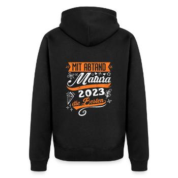 Matura 2023 mit Abstand die Besten Maturanten - Unisex Premium Bio Zip Hoodie - Schwarz - Hinten - Nico (187cm)